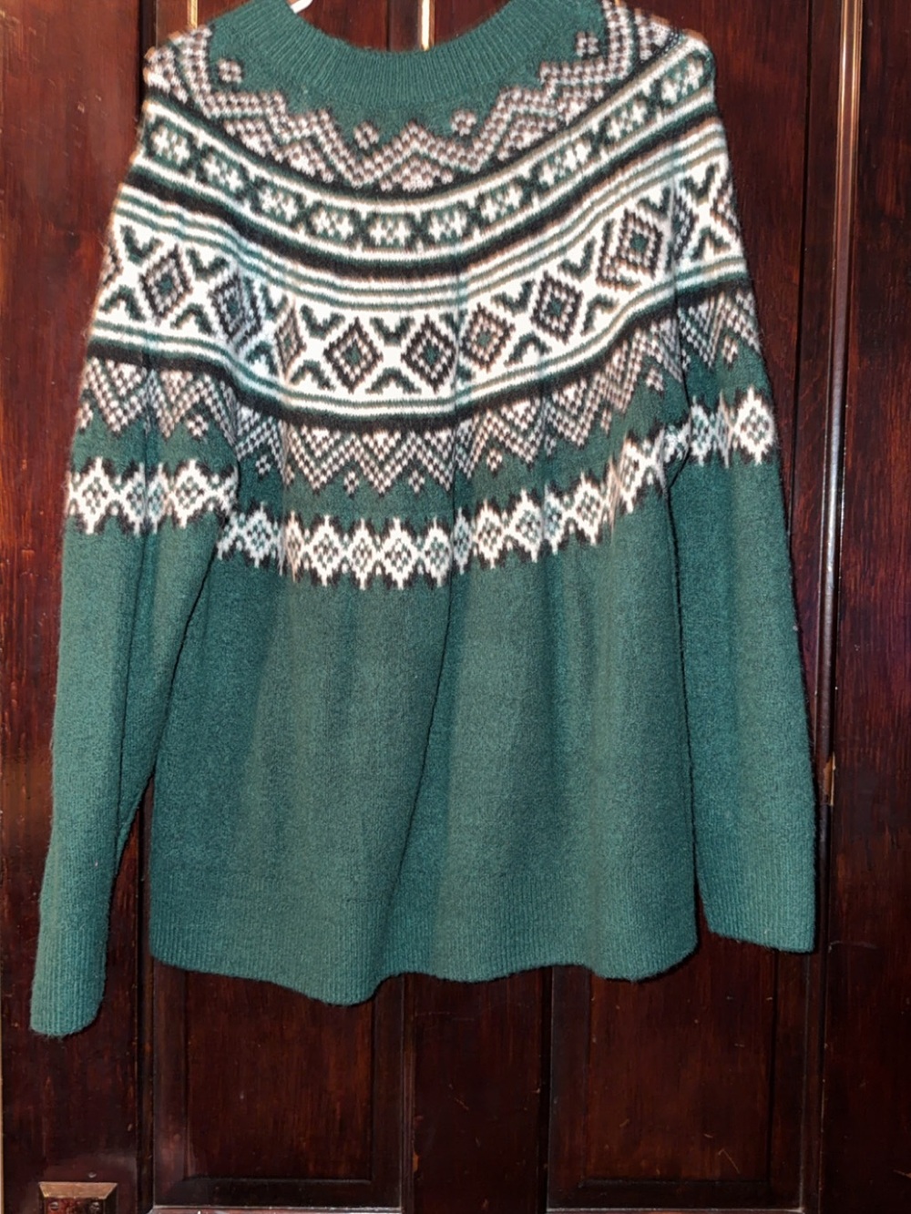 Lane Bryant Teal Fair Isle Yoke Turtleneck Sweater